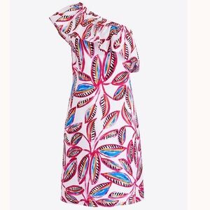 J.Crew One-Shoulder Colorful Floral Summer Resort Dress NWT- Size XS